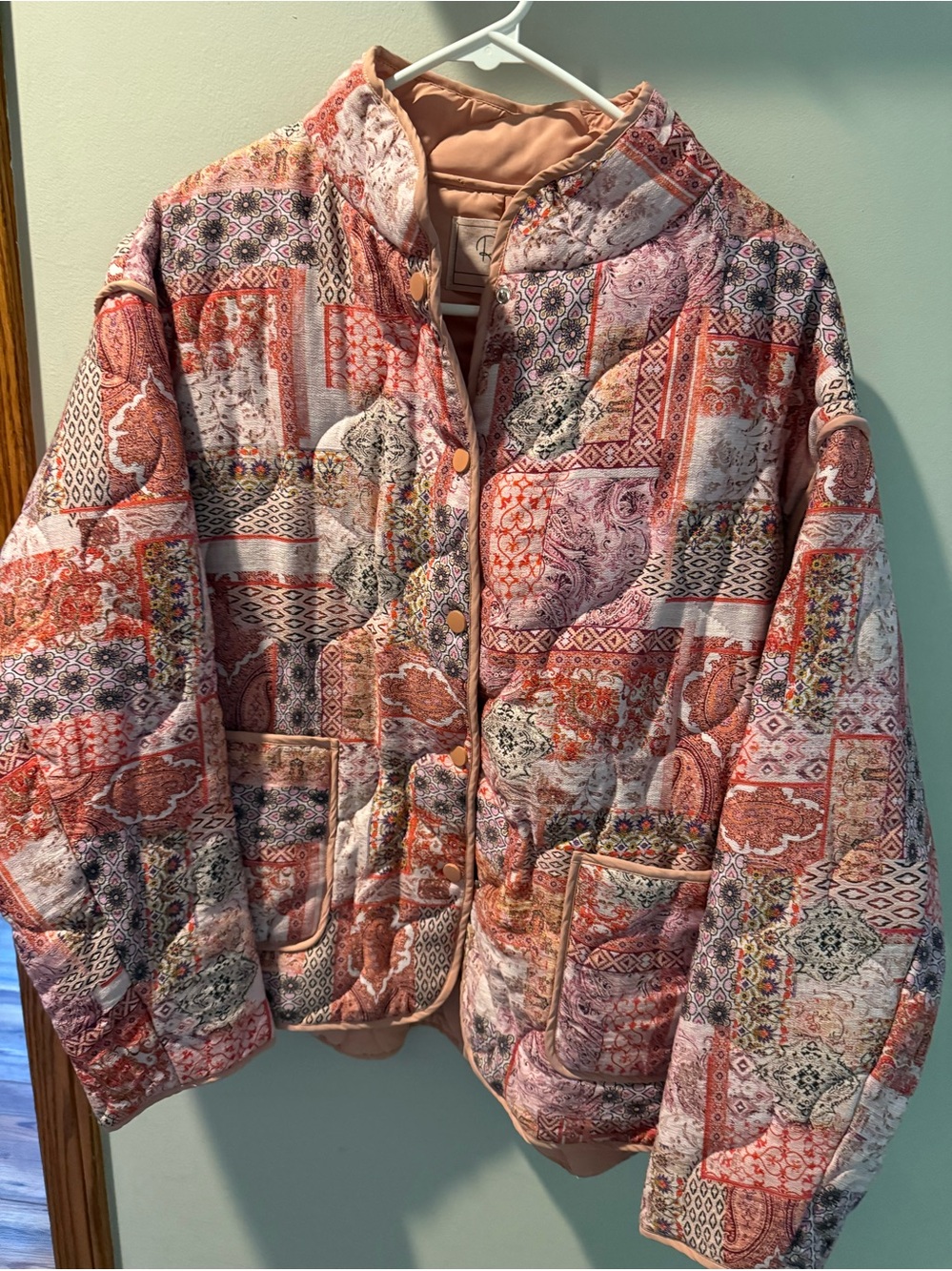 Patchwork Quilted Pink Multi Women's Puffer Jacket